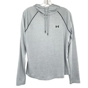 Under Armour Women’s UA Velocity Wordmark Hooded Shirt Grey Hoodie Large